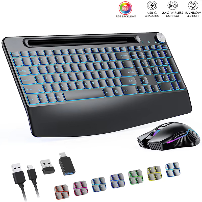 Gaming Keyboard Mouse And Headset Combo - 2.4G&Type-C Wireless Keyboard Mouse Combo with