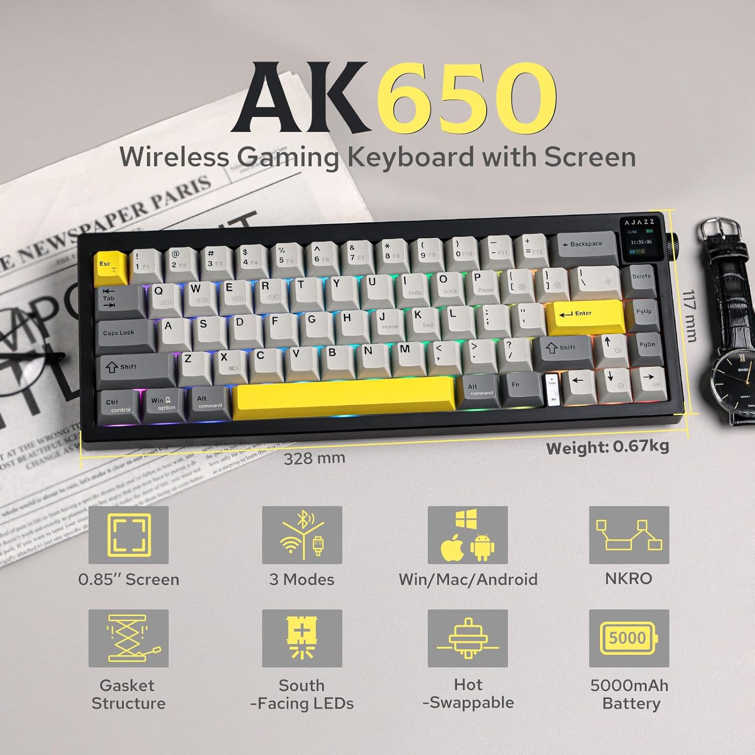 Ajazz AK650 Gaming Mechanical  - Gaming Keyboard Budget のレビューと価格