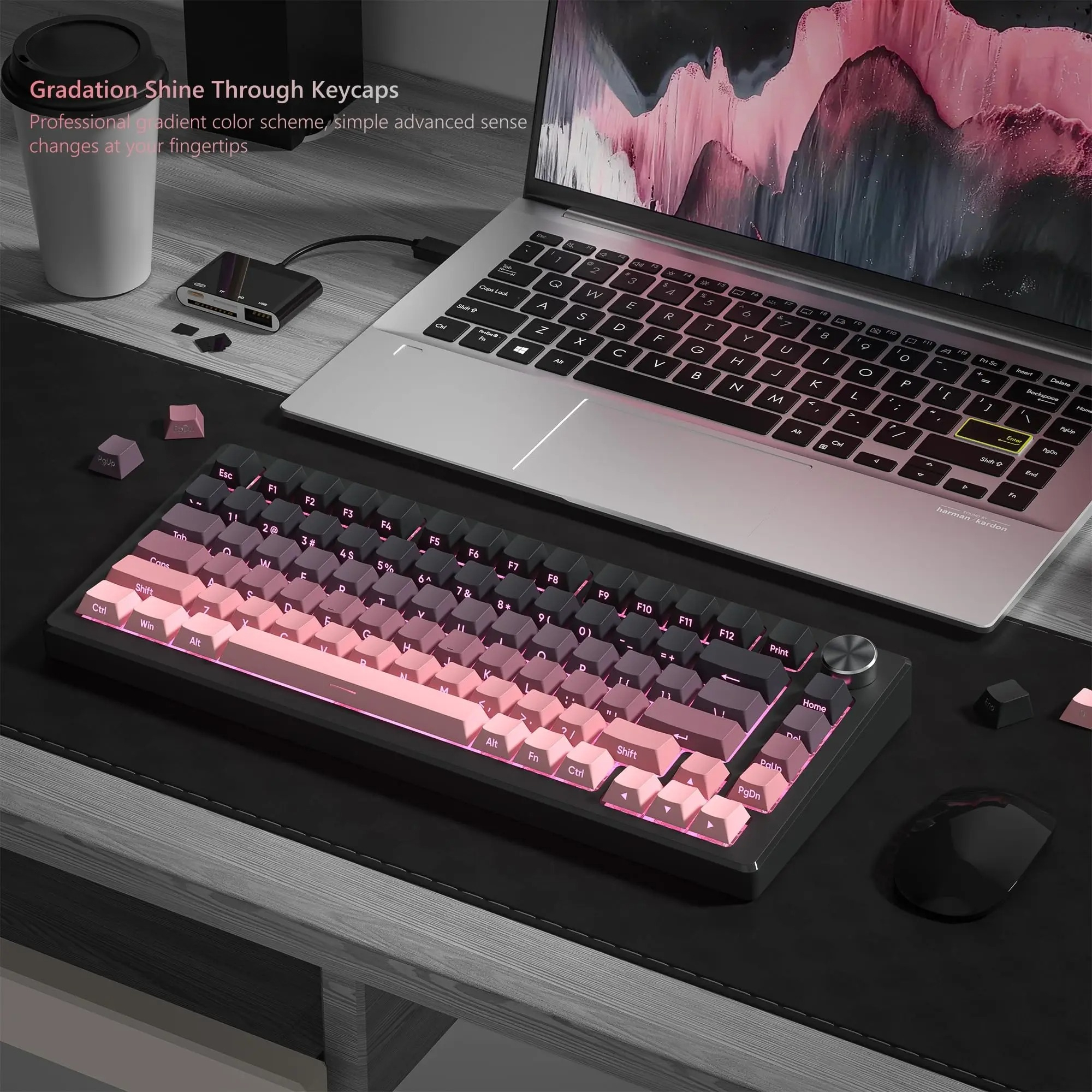 136 Key Black and Pink Print B - Keyboard Gaming Black のレビューと価格