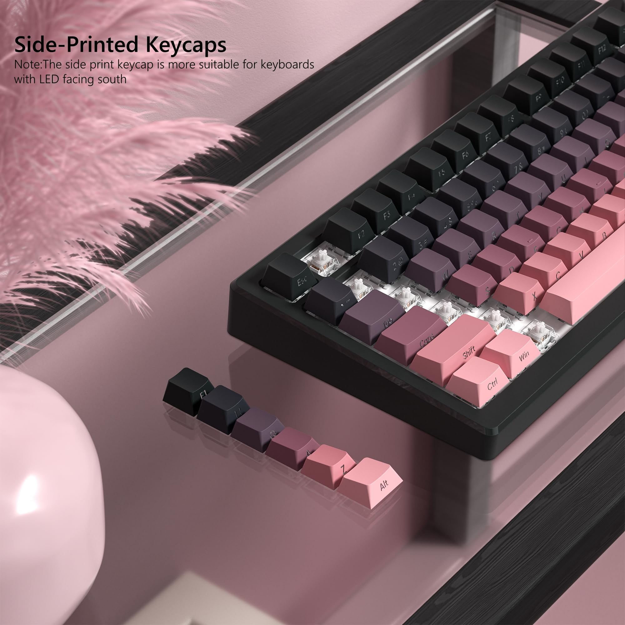 136 Key Black and Pink Print B - Keyboard Gaming Black のレビューと価格