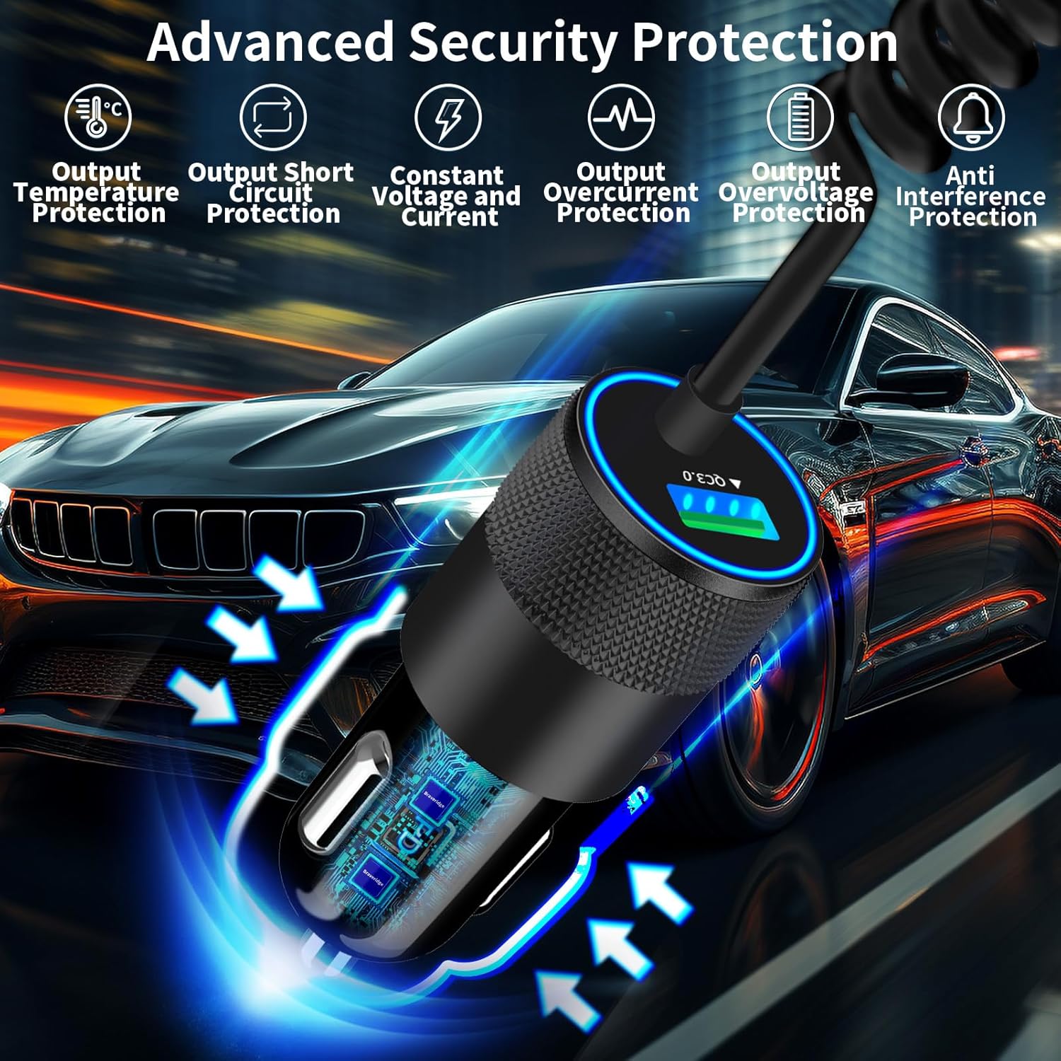 75W USB C Car Charger Fast Cha - Coiled Usb Cable のレビューと価格