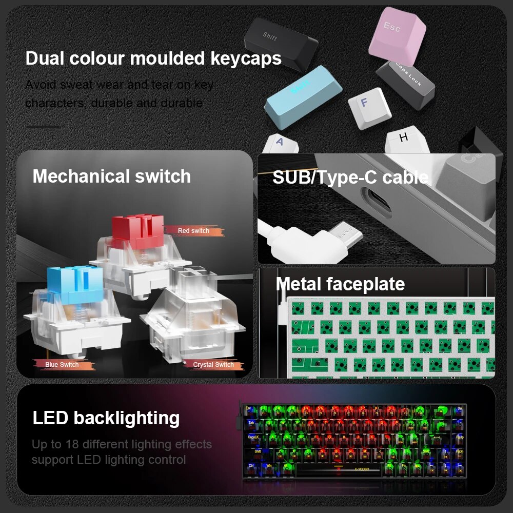 E-YOOSO Z686 USB Mini Slim Mec - Gaming Keyboard Mobile のレビューと価格