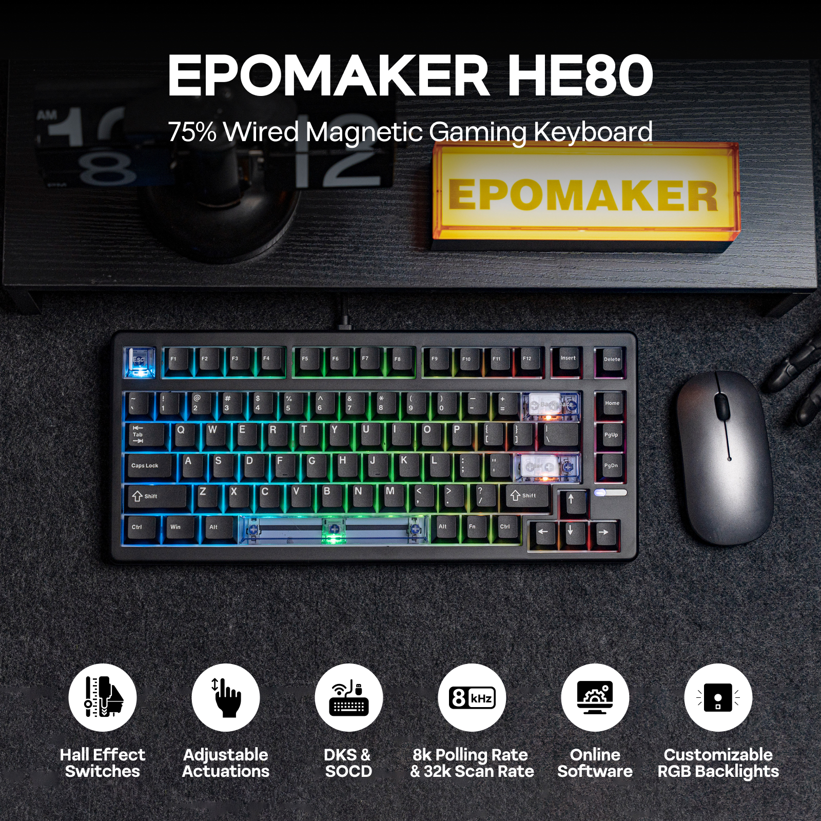 EPOMAKER HE80 75% US QWERTY La - Gaming Keyboard Expensive のレビューと価格