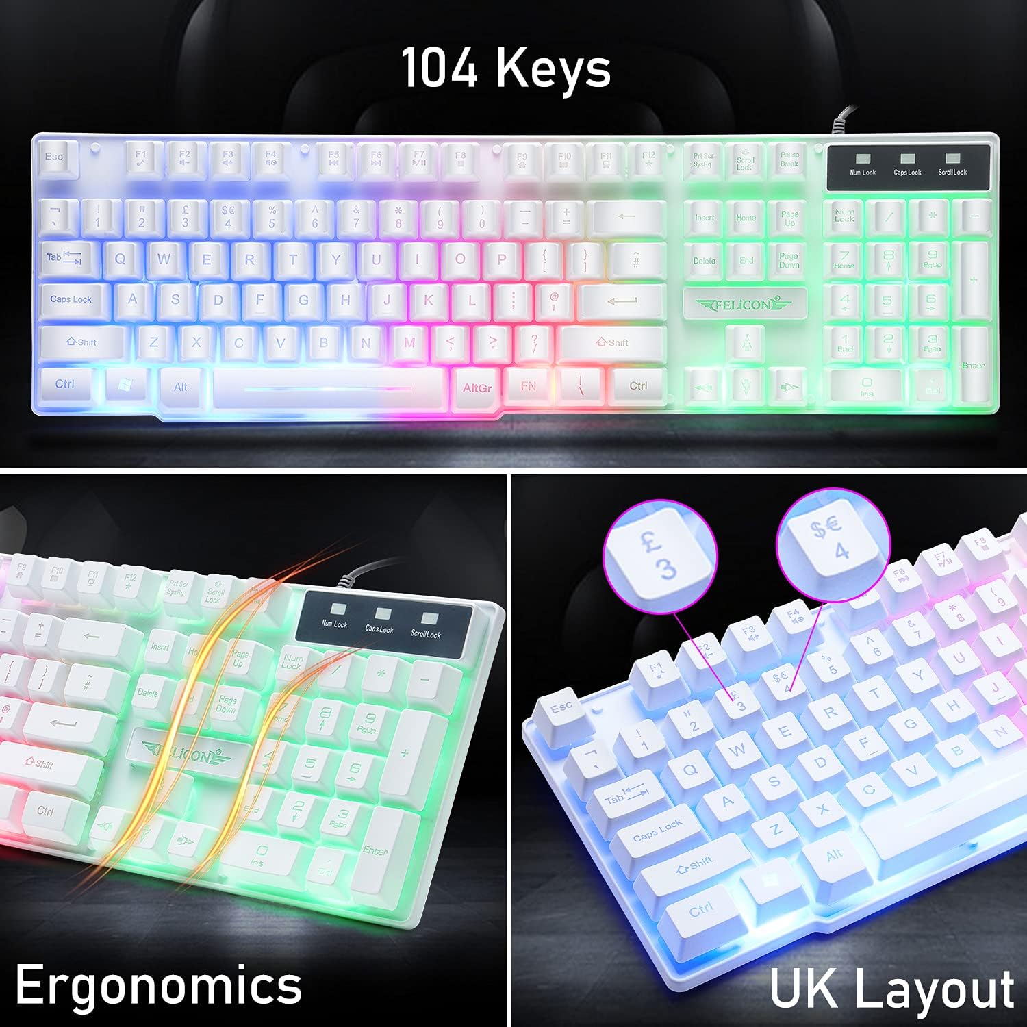 MAMBASNAKE T11 UK 100% Gaming  - Gaming Keyboard Ergonomic のレビューと価格