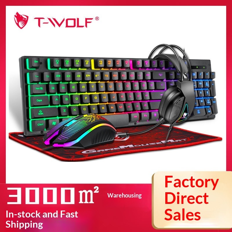 Bestseller T-Wolf Tf400 4 In 1 - Gaming Keyboard Mouse And Headset Combo のレビューと価格
