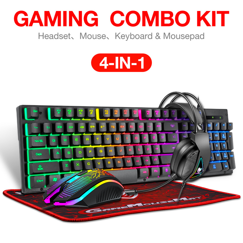 Bestseller T-Wolf Tf400 4 In 1 - Gaming Keyboard Mouse And Headset Combo のレビューと価格