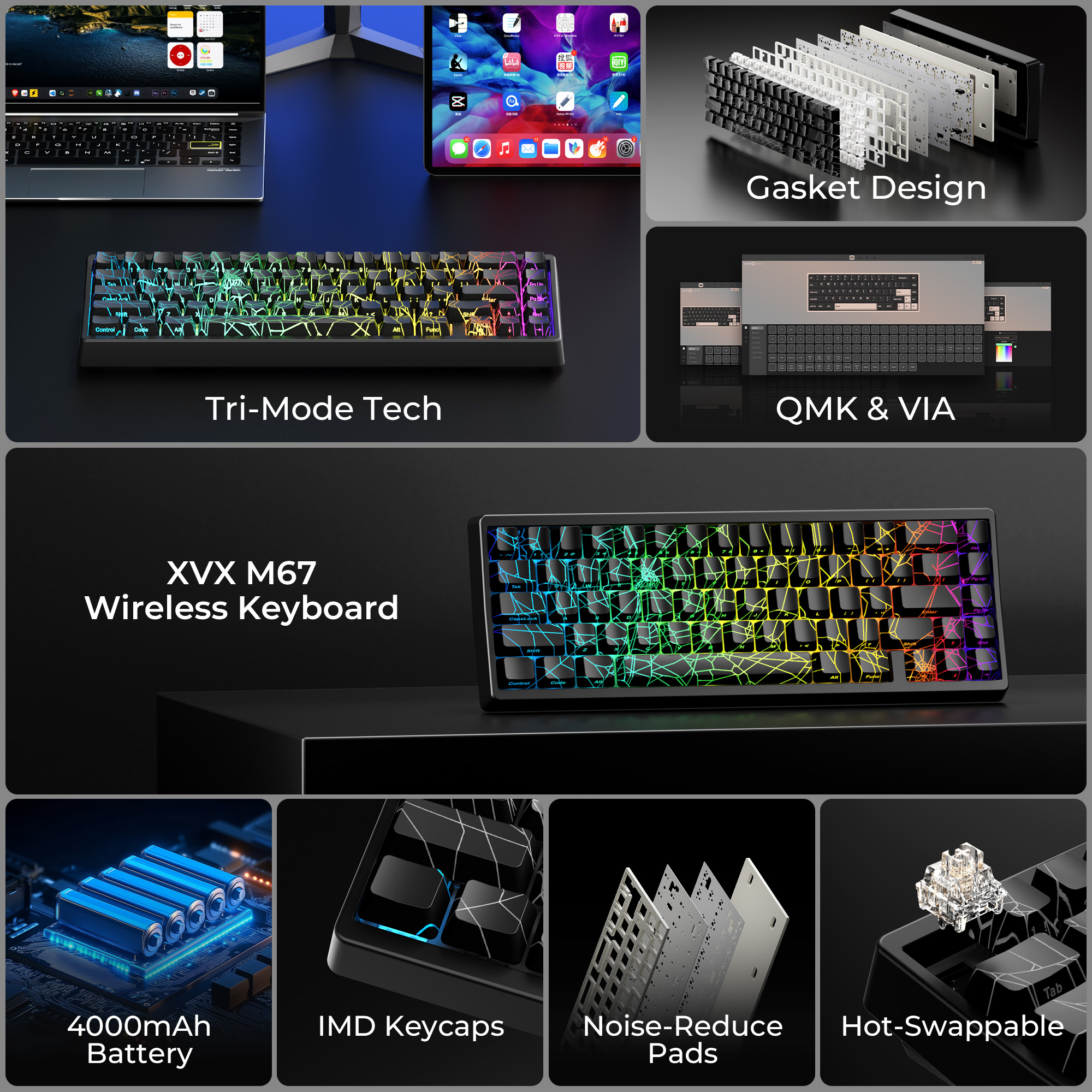 XVX M67 60% Percent Keyboard W - Gaming Keyboard Thocky のレビューと価格