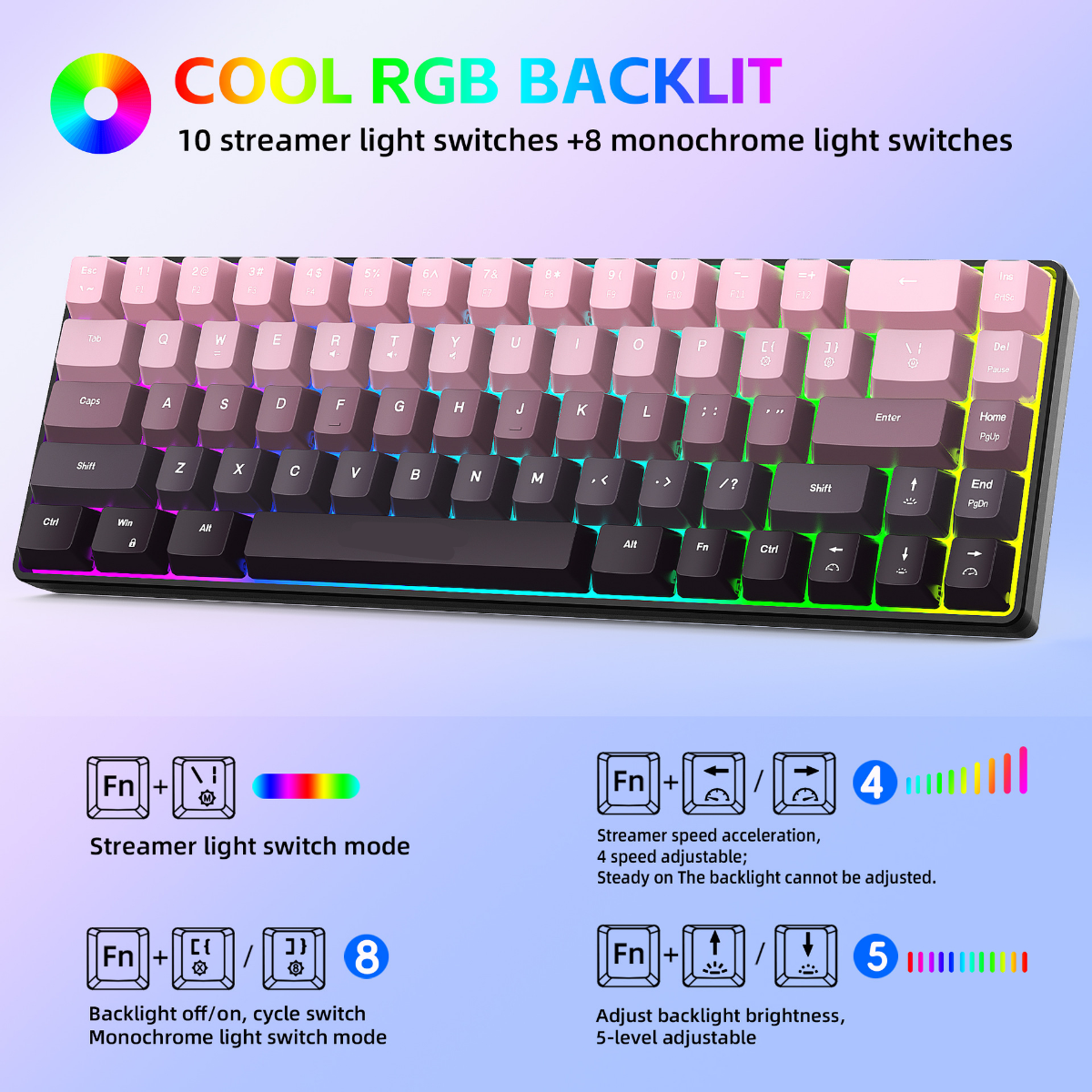 New Compact 68-Key Gradient-Co - Gaming Keyboard Ergonomic のレビューと価格