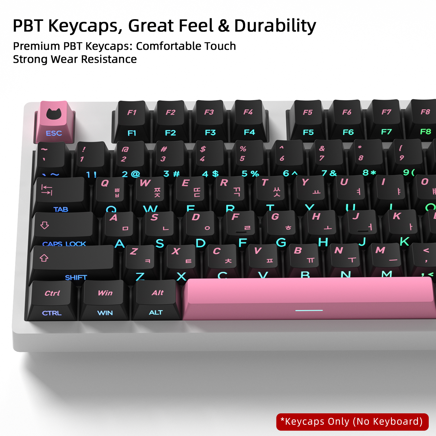 Black Pink Cat Korean Keycaps  - Keyboard Gaming Black のレビューと価格