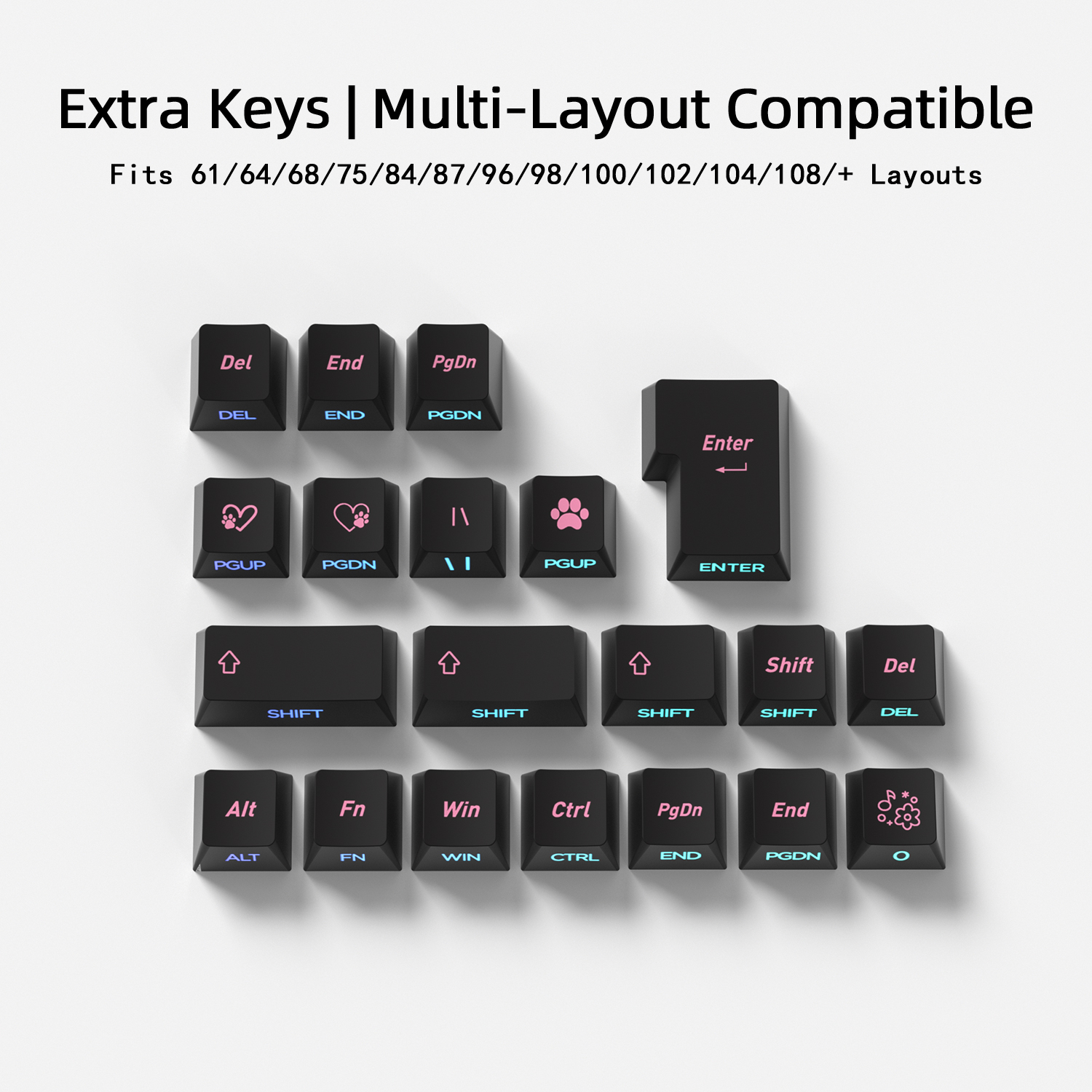 Black Pink Cat Korean Keycaps  - Keyboard Gaming Black のレビューと価格