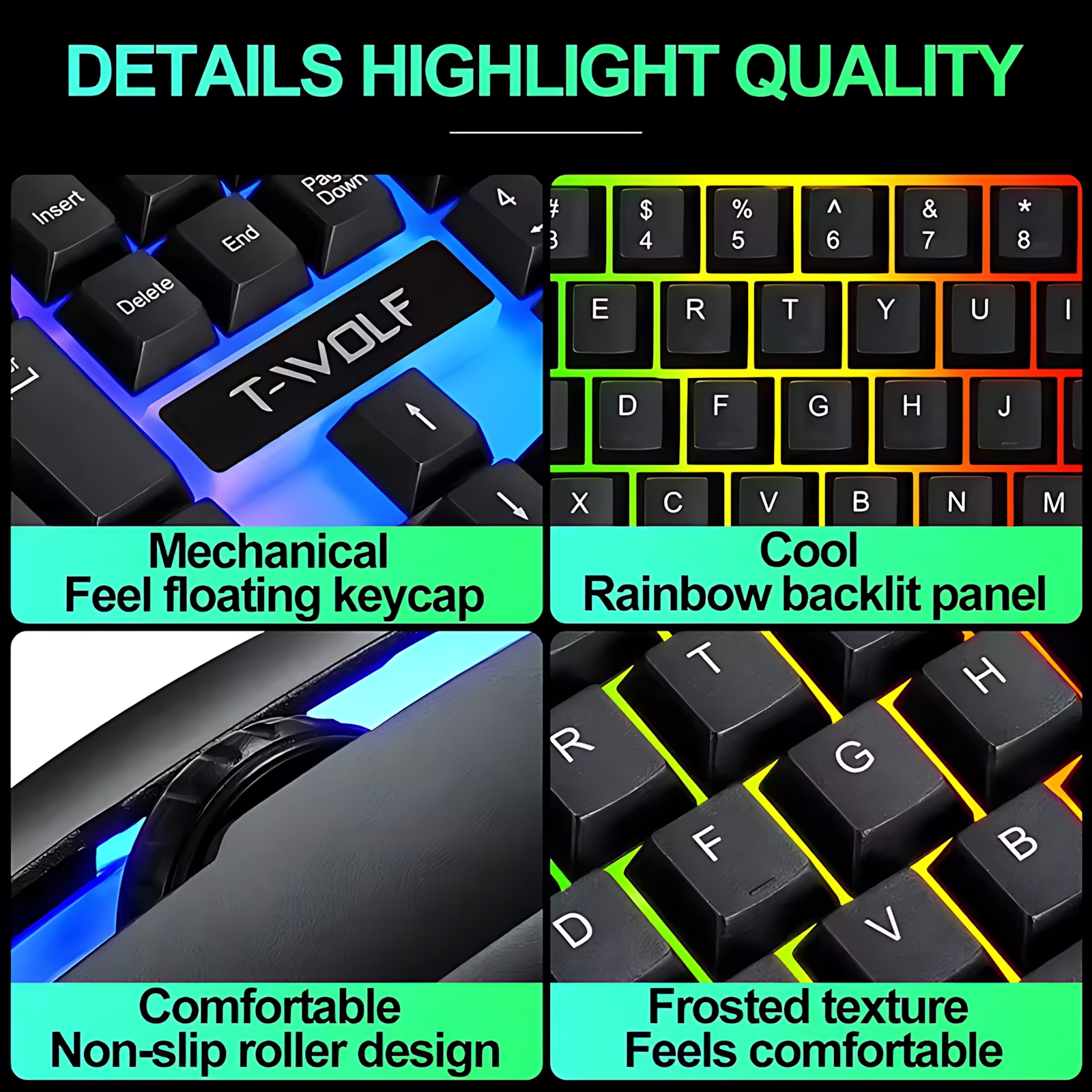 Rainbow Backlit Wired Keyboard - Gaming Keyboard And Mouse Combo のレビューと価格