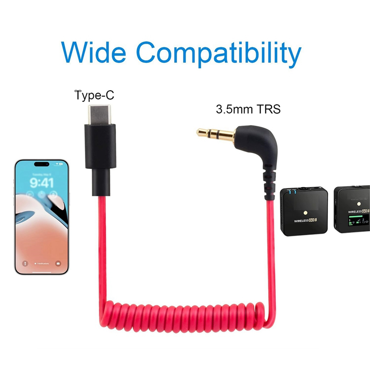 USB C to 3.5mm Cable for RODE  - Coiled Usb Cable のレビューと価格