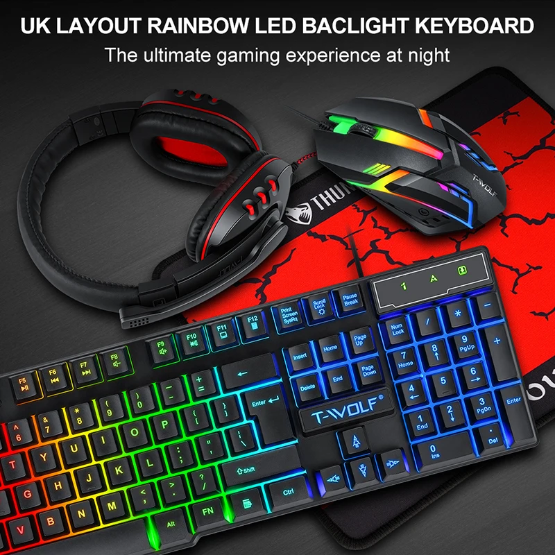 T-WOLF Game Four Piece TF800 I - Gaming Keyboard And Mouse Combo のレビューと価格