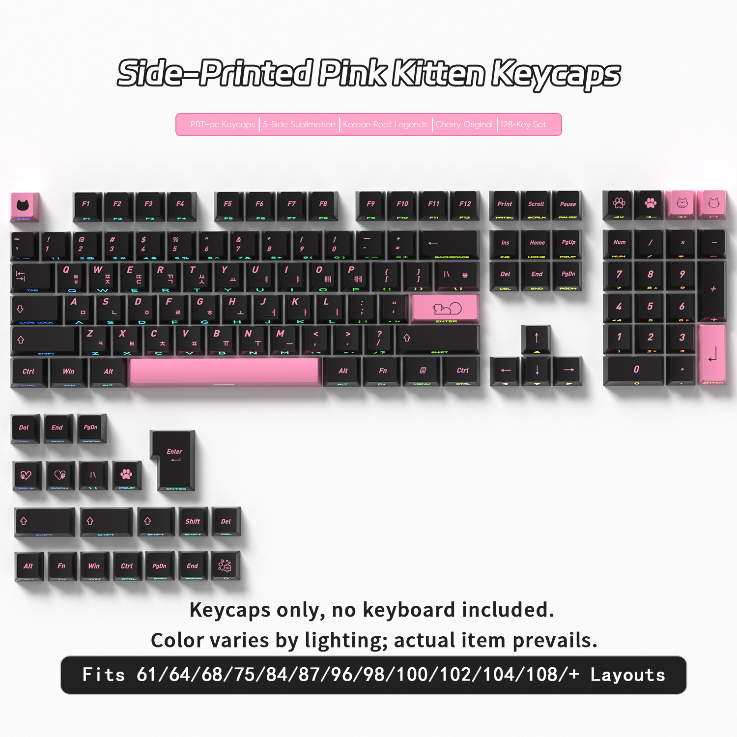 Cute Cat Side Printed Korean K - Keyboard Gaming Black のレビューと価格
