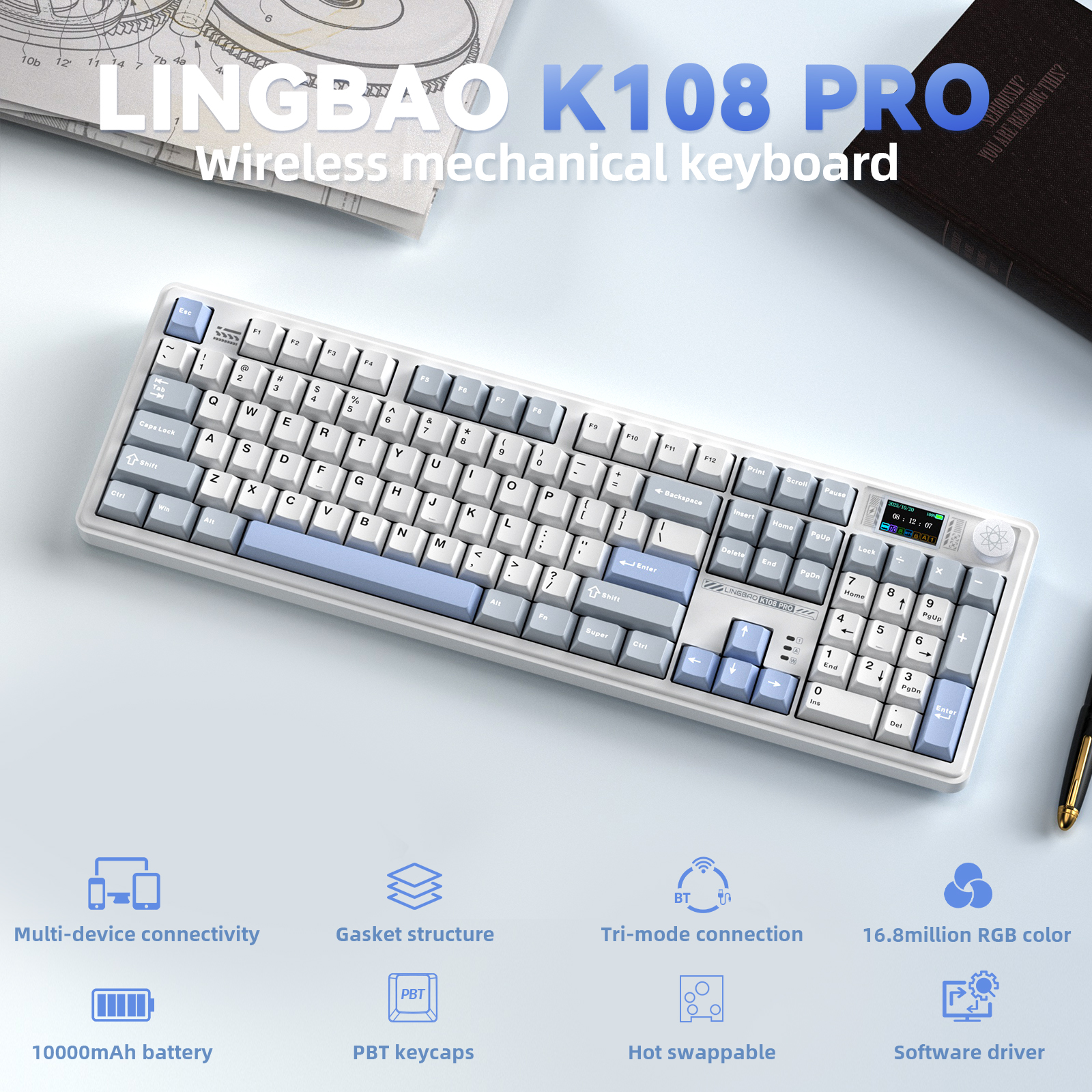 LINGBAO K108pro Mechanical Key - Gaming Keyboard Hot Swappable のレビューと価格