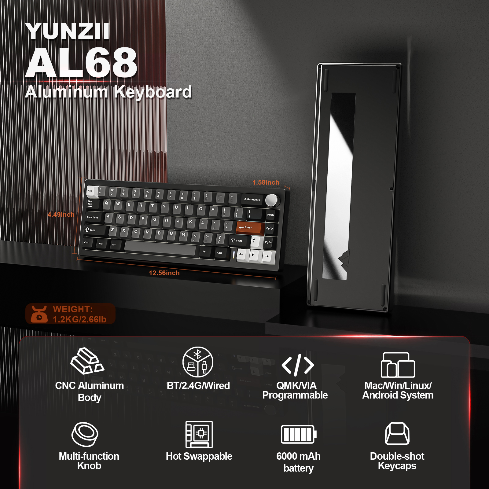 YUNZII AL68 Black QMK/VIA Mech - Gaming Keyboard Mobile のレビューと価格