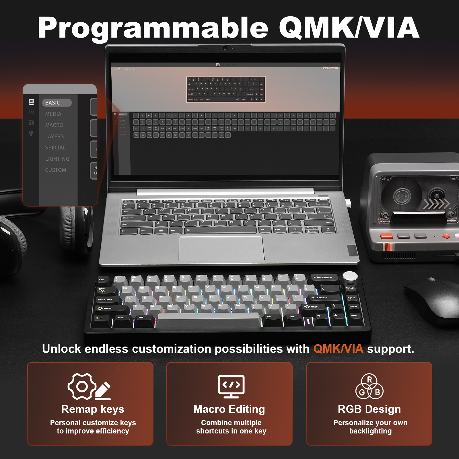 YUNZII AL68 Black QMK/VIA Mech - Gaming Keyboard Mobile のレビューと価格