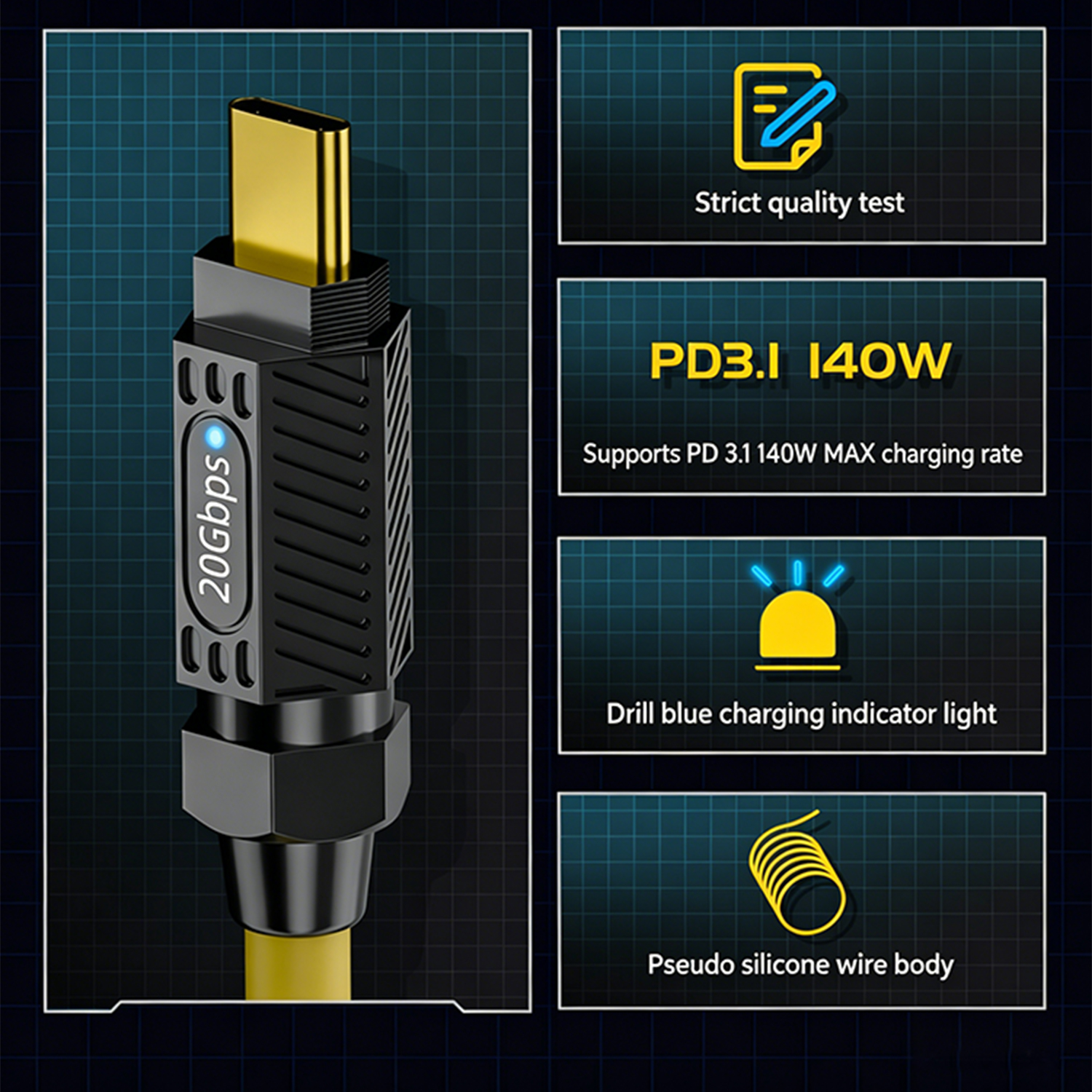 PD 3.1 140W USB Type C Fast Ch - Coiled Usb Cable のレビューと価格