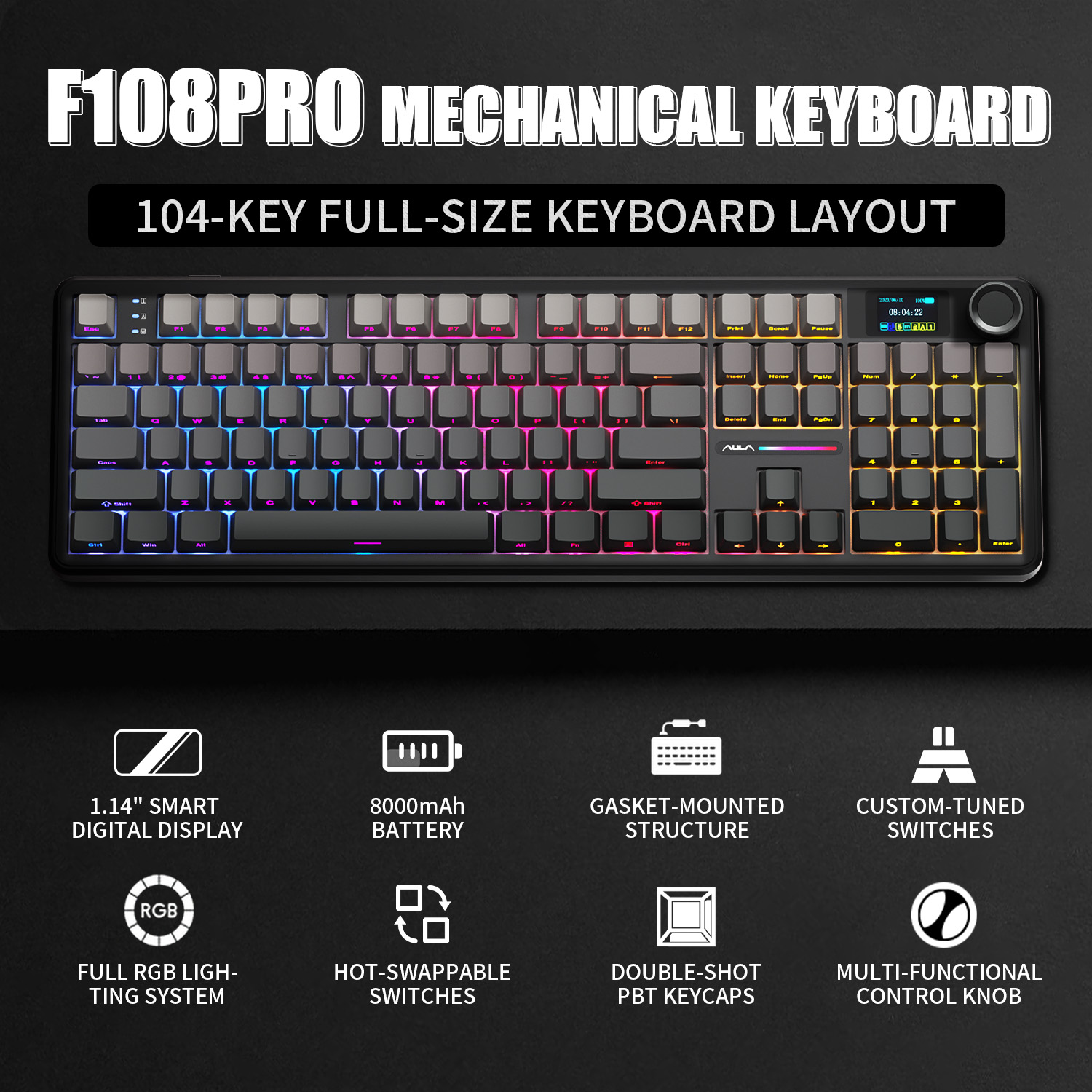 AULA F108 PRO Mechanical Keybo - Gaming Keyboard Hot Swappable のレビューと価格