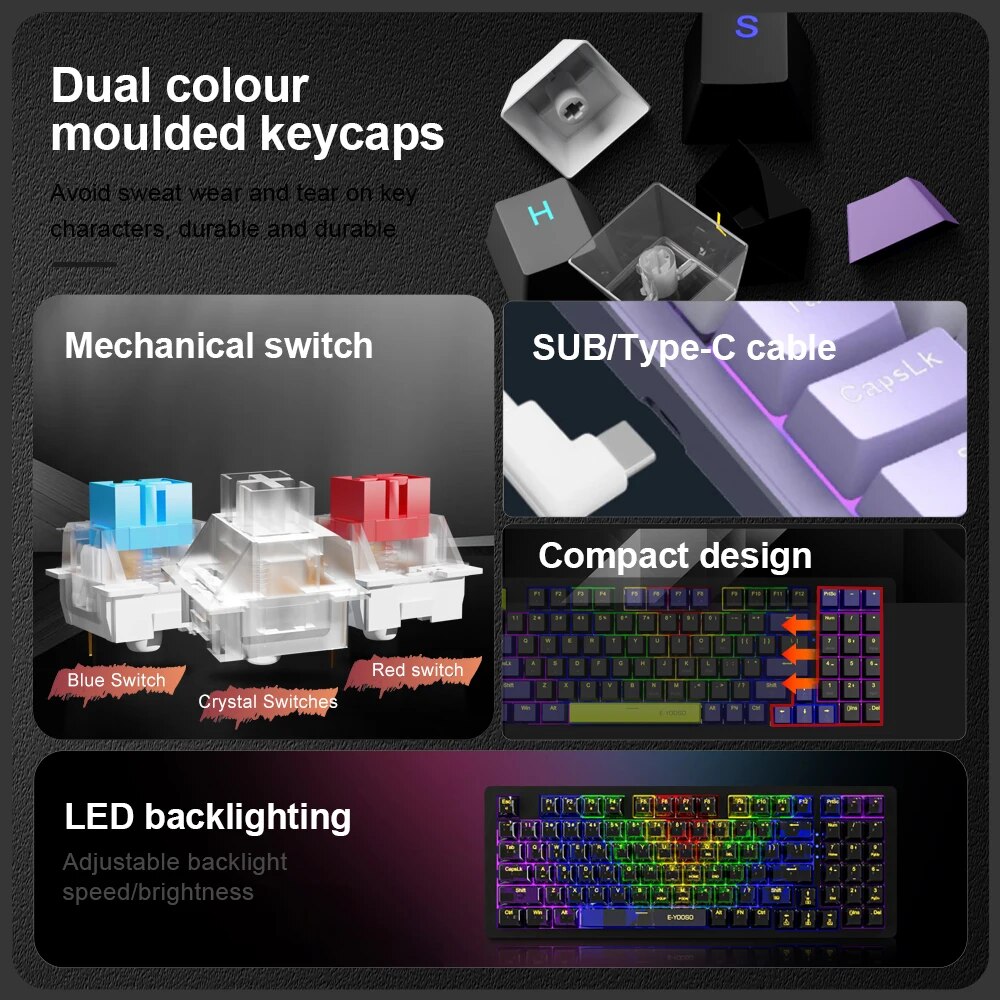 E-YOOSO Z94 USB Mechanical Gam - Gaming Keyboard Budget のレビューと価格